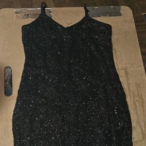 Express Black Strapless Sequin Dress